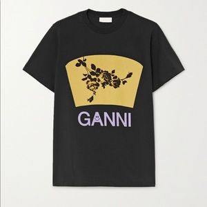 GANNI Printed cotton-jersey T-shirt